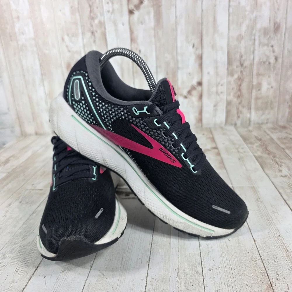 Brooks Ghost 14 Women's Running‎ Shoes Black Pink Teal Size 8.5